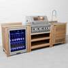 Draco Grills Teak 4 Burner Outdoor Kitchen with Modular Sink and Single Fridge, Early March 2026