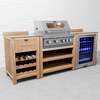 Draco Grills Teak 4 Burner Outdoor Kitchen with Modular Wine Cabinet and Single Fridge, Early March 2026