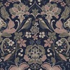 Folk Floral Wallpaper Navy / Pink / Olive World of Wallpaper 946104