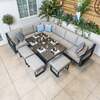 Bracken Outdoors Panama Anthracite Aluminium Rectangular Corner Sofa Set with Height Adjustable Table
