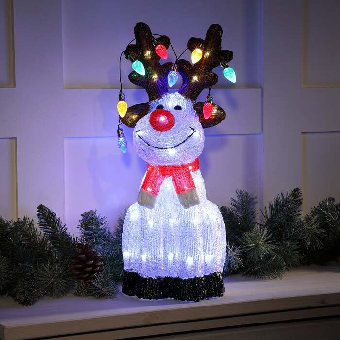 50cm Acrylic Reindeer with LED String Lights by The Christmas Centre