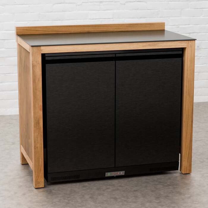Draco Grills Teak Outdoor Black Stainless Steel Double Fridge Cabinet with Ceramic Top 208L, Late March 2026
