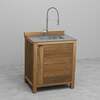Draco Grills Teak Modular Outdoor Kitchen Sink and Bin Cabinet with Ceramic Top