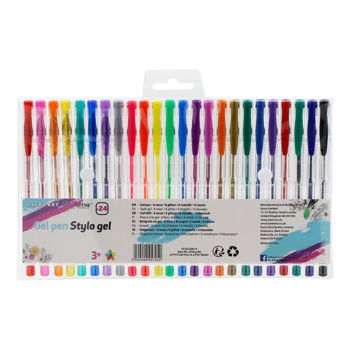 Exerz 24pcs gel pens in a wallet