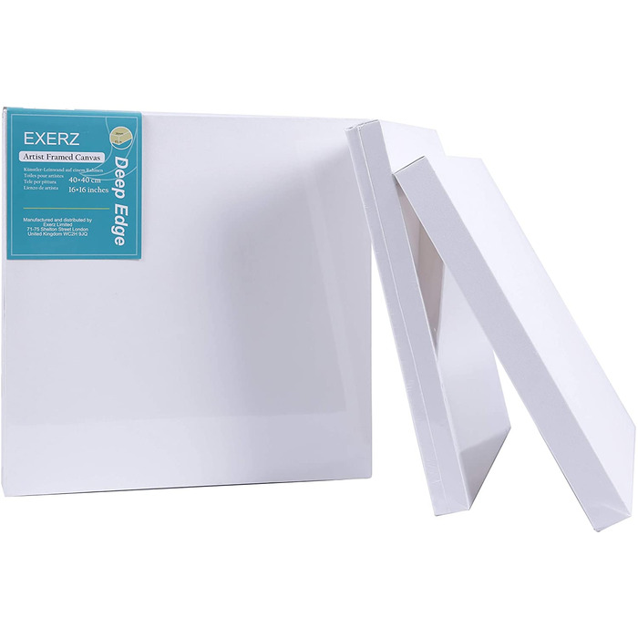EXERZ 40x40cm Framed Canvas Deep Edge 3. 8cm/ 380GSM/ Stretched Canvas 100% Cotton - 4 Pack