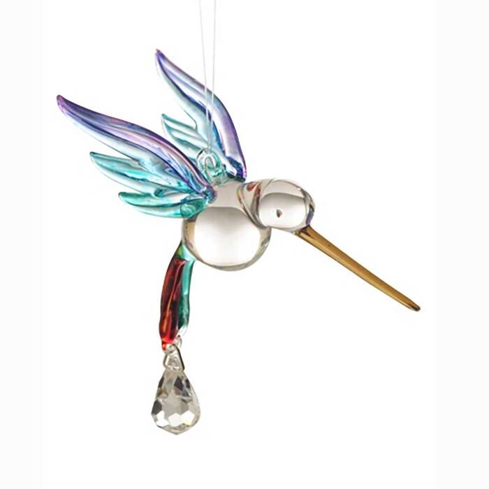 Wild Things Fantasy Glass Hummingbird Suncatcher Rainbow