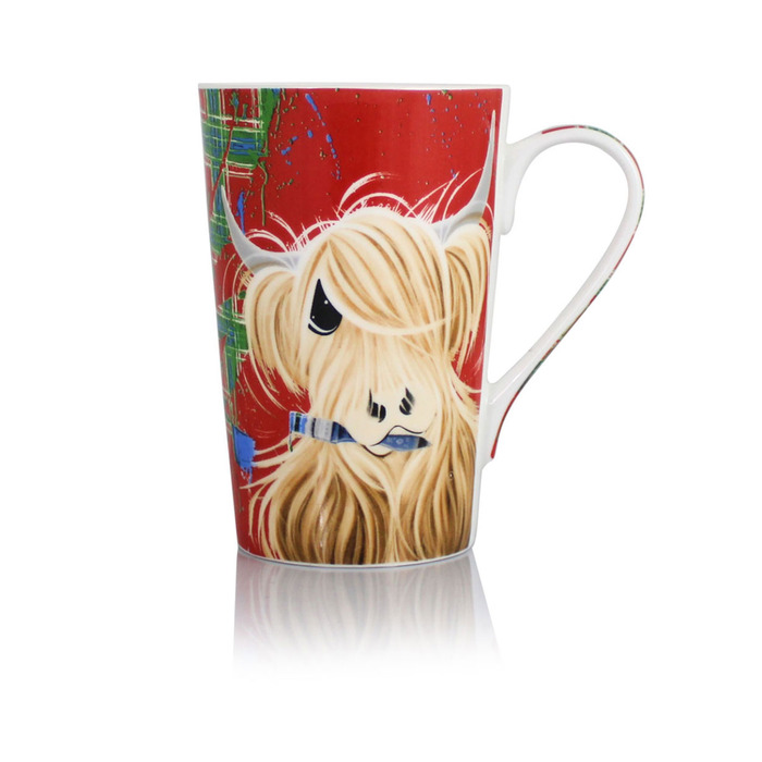 McMoo Tartan Paint Bone China Mug