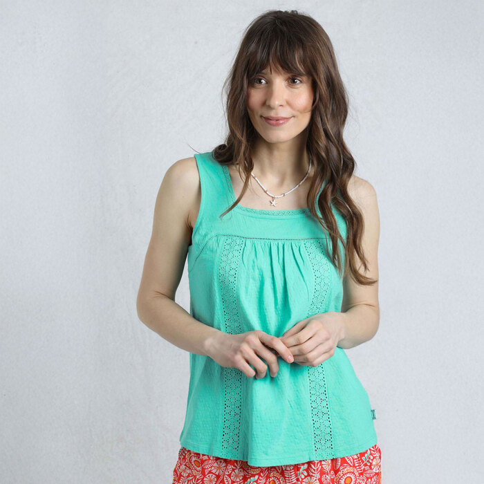 Weird Fish Women's Chelle Jersey Square Neck Vest Aqua Marine 10