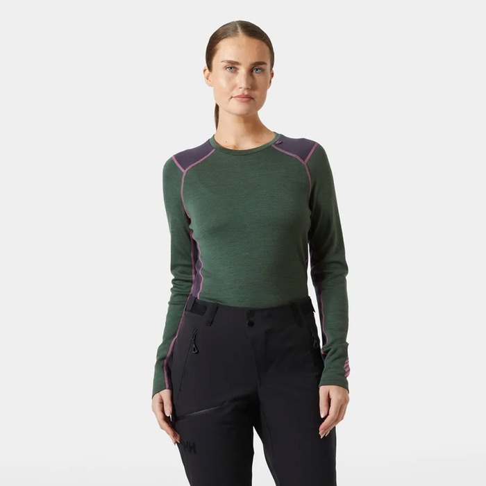 Helly Hansen Women's Lifa Merino Midweight Crew Base Layer Jungle Green M