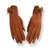 Couthie Ladies Plain Brown Gloves with Pom Pom
