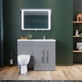 ELEGANT 1100mm Right Hand High Matt Grey Vanity Unit & Back to Wall Toilet Unit with D-Shape Toilet & Basin