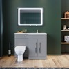 ELEGANT 1100mm Right Hand High Matt Grey Vanity Unit & Back to Wall Toilet Unit with D-Shape Toilet & Basin