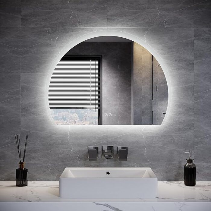 ELEGAN Round Cut LED Mirror 800 x 600mm with Anti-Fog and Touch Sensor