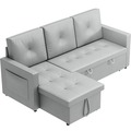 ELEGANT Corner Sofa Bed with Pull Out Sectional Light Gray