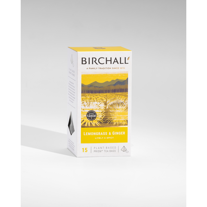 Birchall Lemongrass & Ginger - 15 Plant-Based Prism Tea Bags