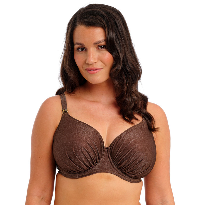 Fantasie Sabana Gathered Full Cup Bikini Top - Chestnut Sparkle - 32G