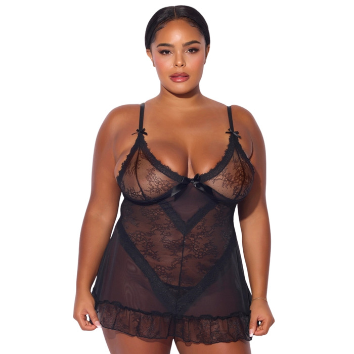 House Of Desire Kiki Lace Babydoll & Thong Set