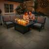 Bracken Outdoors Miami Dark Aluminium Rectangular Corner Set with Firepit Table
