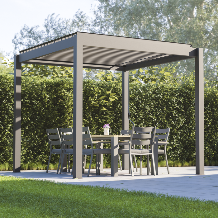 Bracken Outdoors Gemini 3m x 3m Grey Square Aluminium Garden Pergola