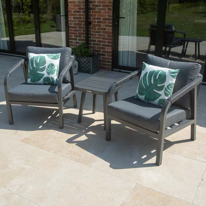 Bracken Outdoors Antigua Rope Aluminium Bistro Table & Chairs Garden Furniture Set