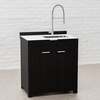 Draco Grills Teak Carbon Line Modular Outdoor Kitchen Sink Cabinet with Ceramic Top