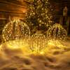 Pre-Lit Christmas Set of 3 Gold Light-Up Balls with 360 Warm White LED Lights