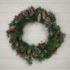 The Christmas Centre Frosted Winterberry 24in (60cm) Prelit Christmas Wreath with Warm White Battery Operated LED Lights