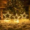 Set of 3 Pre-Lit Christmas Gold Laser Light-Up Stars with Warm White LED