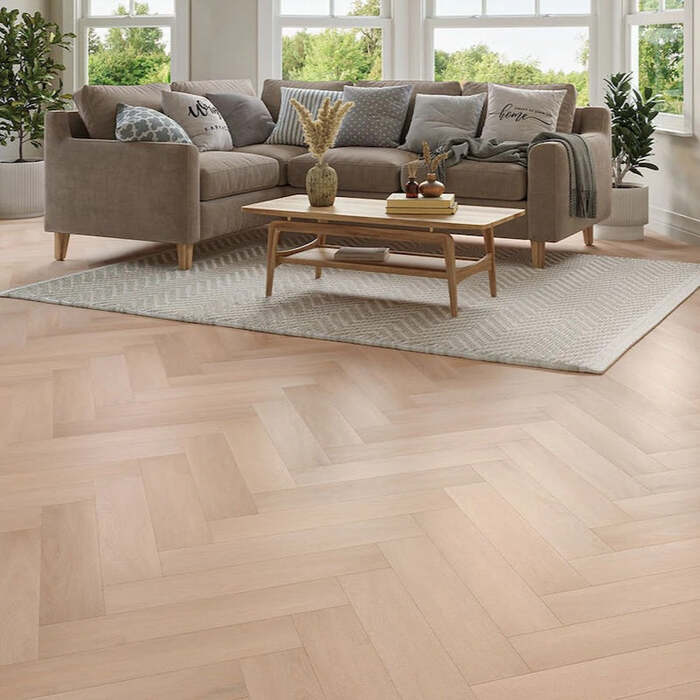 Lusso Taranto Chatsworth Oak Herringbone SPC Click Vinyl Flooring