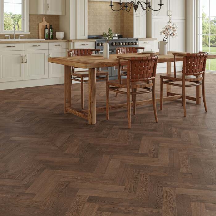 Lusso Uniqo Herringbone Coffee Engineered Oak Flooring