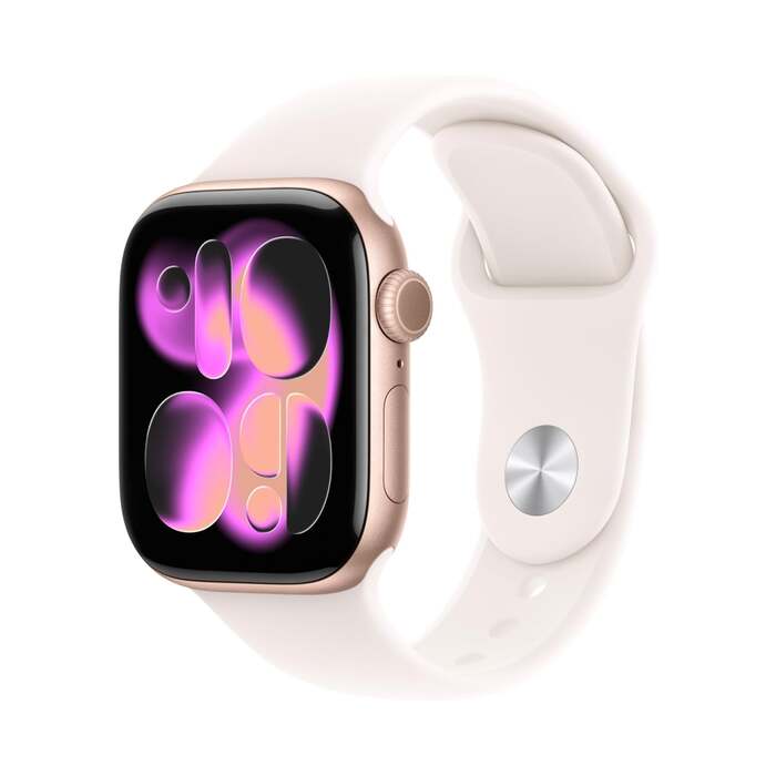 Apple Watch Series 11 GPS 46mm Rose Gold Aluminium Case Light Blush Sport Band (S/M) MEV64MP/A