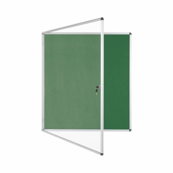 Bi-Office Lockable Felt Noticeboard Display Case 931 x 670mm (9 x A4) GREEN