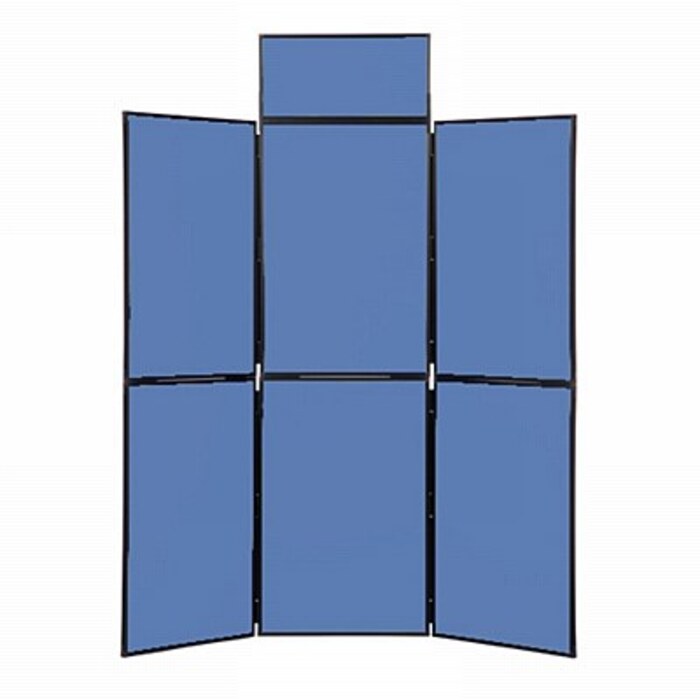 6 Panel Folding Display Stand Black Frame/Blueberry Fabric