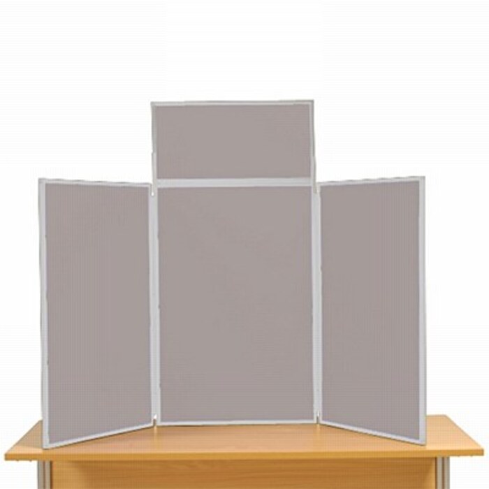 3 Panel Maxi Desk Top Display Stand Grey Frame/Grey Fabric