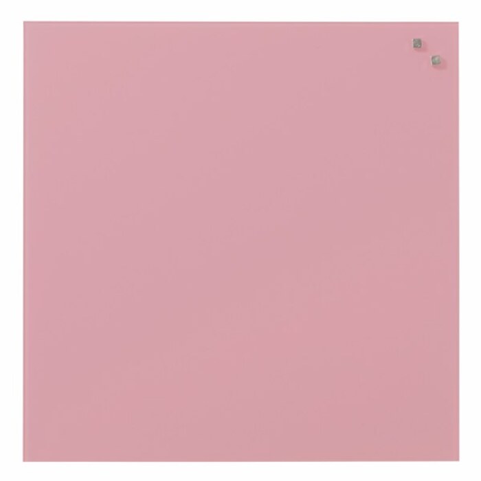 NAGA Magnetic Glass Noticeboard LIGHT PINK 45 x 45cm