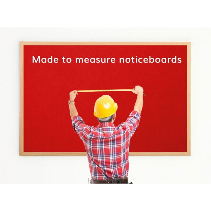 Made to Measure Felt Noticeboard Up to 1200x900mm Red Fabric Oak Frame