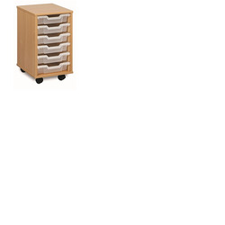 6 Shallow Tray Unit Maple Finish All Blue Trays