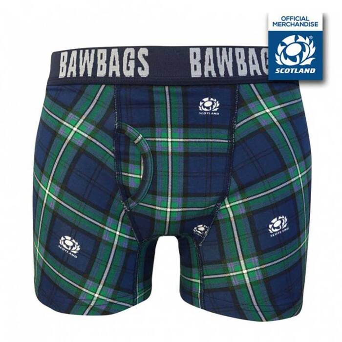 Bawbags Scotland Rugby Tartan Boxer Shorts XS