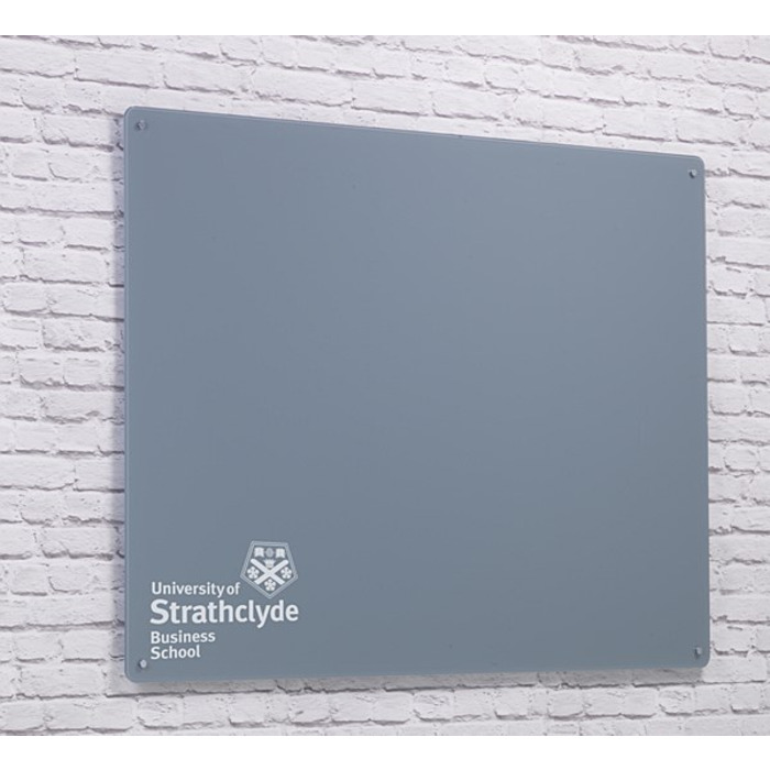 Magnetic Glass Board with your Logo 1200 x 1200mm Grey