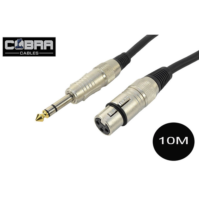 XLR (F) To Stereo 1/4 inch Jack Lead 10m