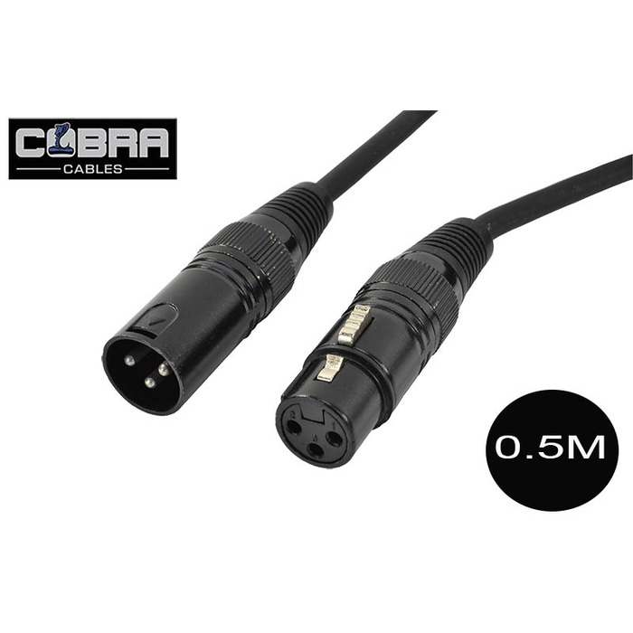 3 Pin DMX Lead 0. 5M XLR Male to Female