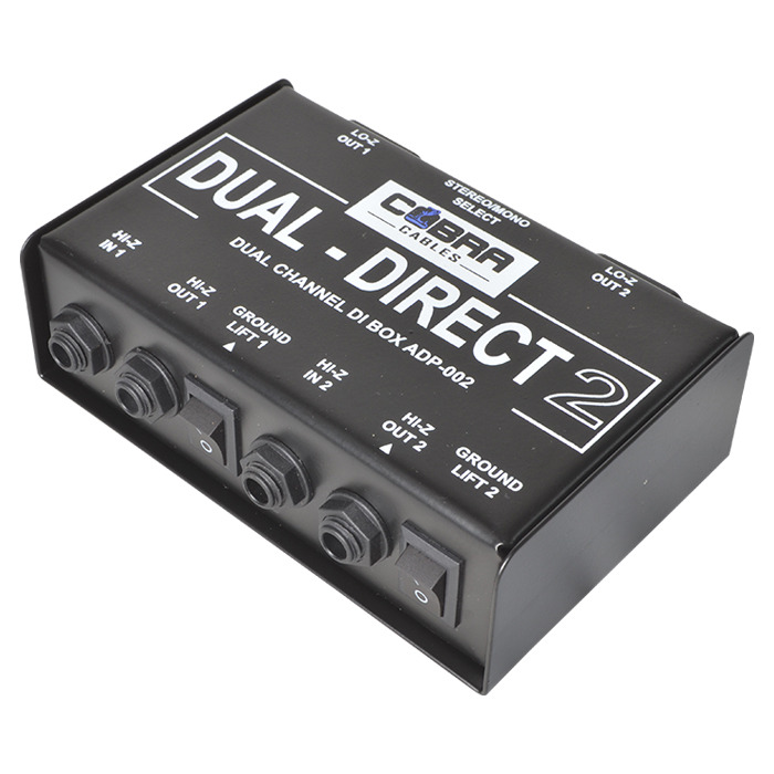 Dual Passive DI Box, HI/Lo Z Out, Lo Z in, XLR & 6. 3mm Jack, Gnd Lift