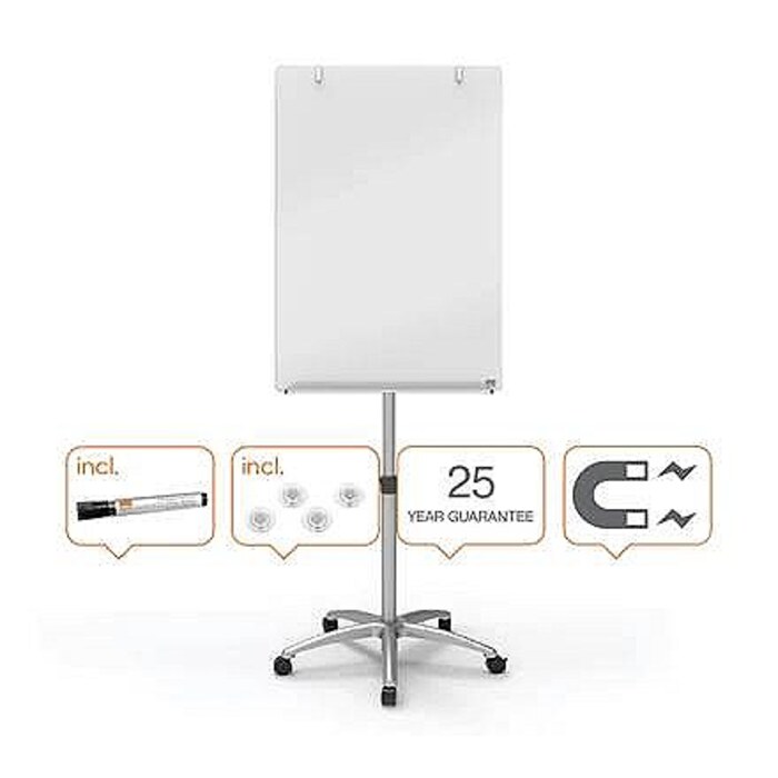 Nobo 1903949 Brilliant White Mobile Glass Easel