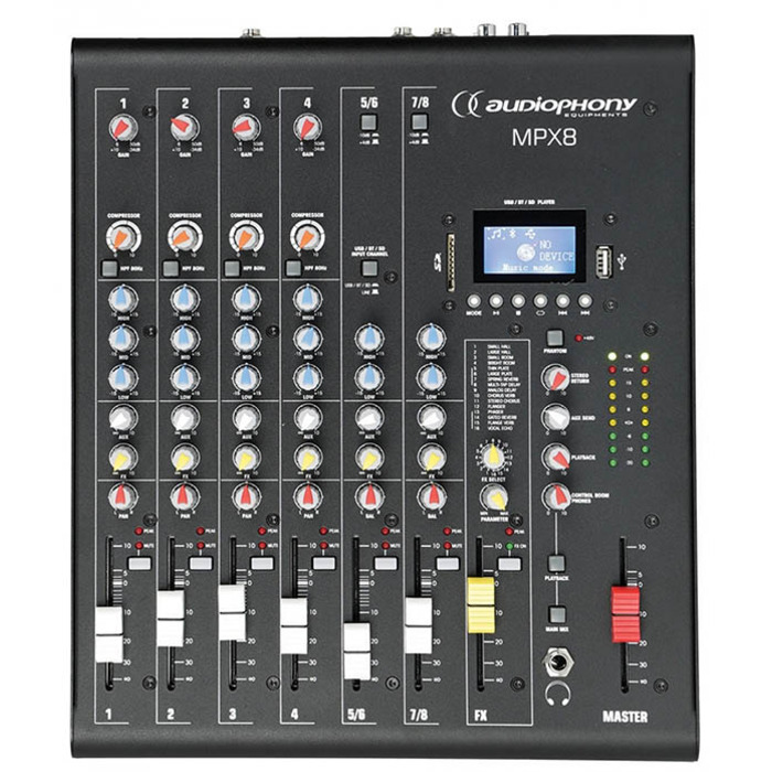 Compact 8 Channel Mixer with USB/SD & Bluetooth