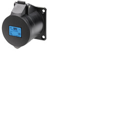 32A 230V 2P+E Black Panel Socket