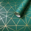 Metro Prism Geometric Triangle Wallpaper - Emerald Green and Gold - WOW037