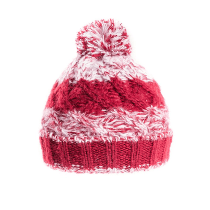 Mens Pop Bobble Hat - Fleece Lined - Cherry
