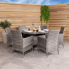 6 Piece Rattan Dining Set Grey
