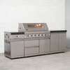 Draco Grills 6 Burner BBQ Modular Outdoor Kitchen with Sear Station and Double Door Cabinet, Without Granite Sides