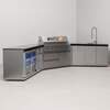 Draco Grills 6 Burner BBQ Modular Outdoor Kitchen with Searing Stations, Double Fridge and Sink, Without Granite Side Panels